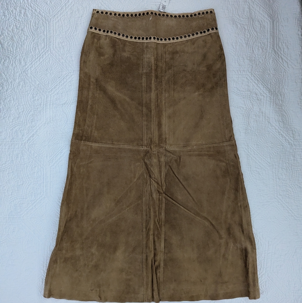 Tan Pig Suede Women's Skirt By Laundry By Shelli Segal